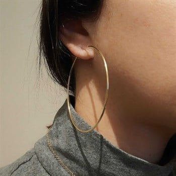 İnce Halka Altın Küpe – 8 cm – Fine