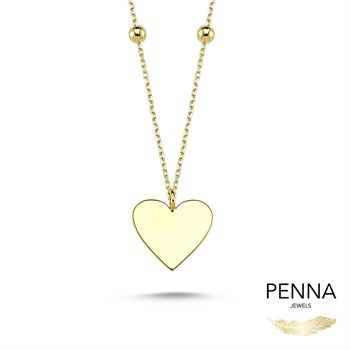 Kalp Plaka Sallantılı Mini Top Zincirli Kolye