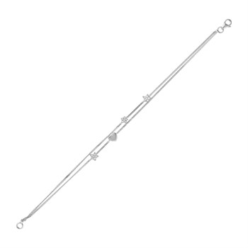 Kalp ve Yıldız Detaylı Çift Zincir Bileklik-Teta