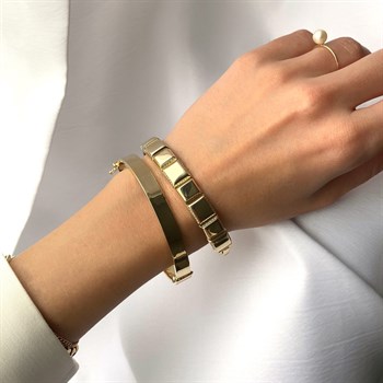 Köşeli Altın Kelepçe Bilezik – Bold 7 mm