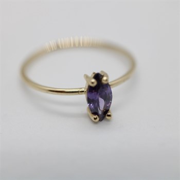 Markiz Kesim Altın Yüzük – Mor Ametist