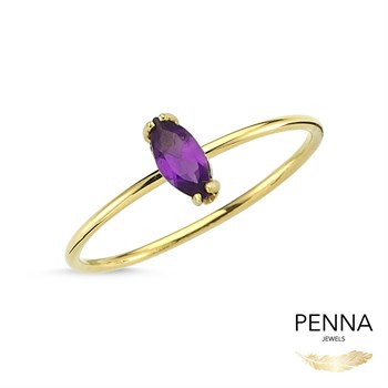 Markiz Kesim Ametist Altın Yüzük