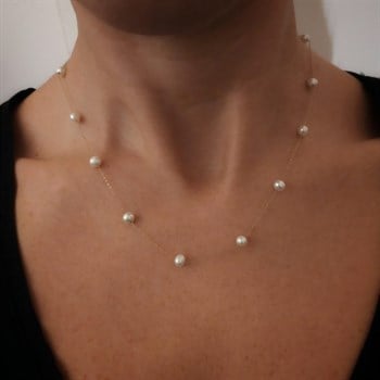 Mini İnci Sıra Altın Kolye – Perla