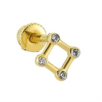 Mini Taşlı Kare Altın Piercing