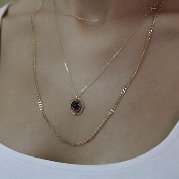 Mistik Topaz Halka Altın Kolye