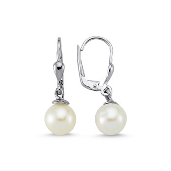 Naturel İnci Sallantılı Altın Küpe – 8.5 mm