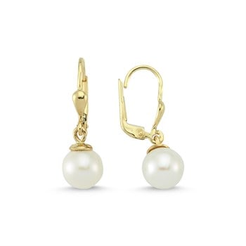 Naturel İnci Sallantılı Altın Küpe – 8.5 mm
