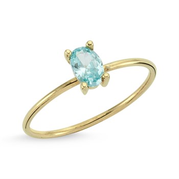 Oval Kesim Altın Yüzük – Sky Blue Topaz