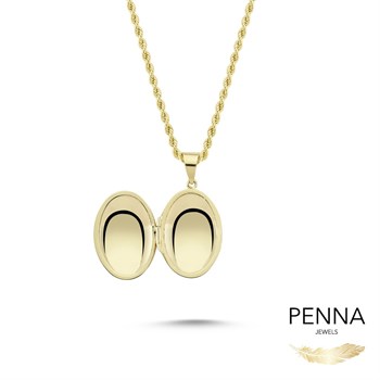 Oval Vintage Kapaklı Altın Kolye