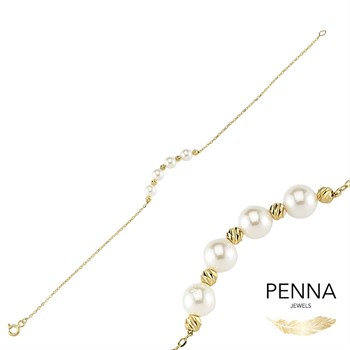 Perla Dört İnci Altın Bileklik