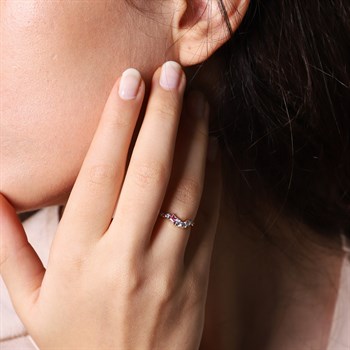 Pırlanta ve Pembe Safir Taşlı Altın Yüzük – Princessa