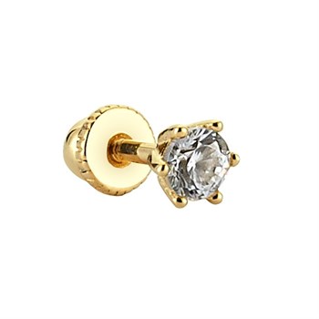 Pırlantalı Altın Helix Piercing – Tek Taş İnce 6 Tırnaklı