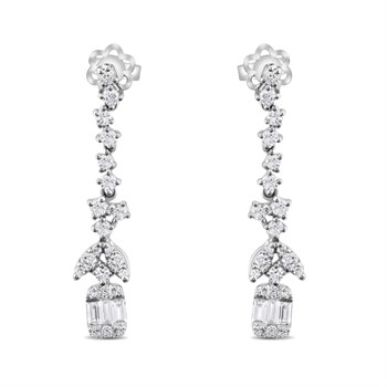 Pırlantalı Altın Küpe – Flower Baguette