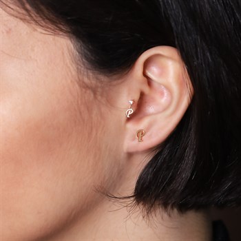 Pırlantalı Altın Piercing – Harf Sallantılı – P
