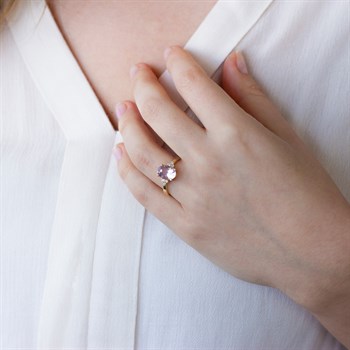 Pırlantalı Ametist Altın Yüzük – Jessica