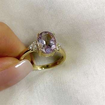 Pırlantalı Ametist Altın Yüzük – Jessica