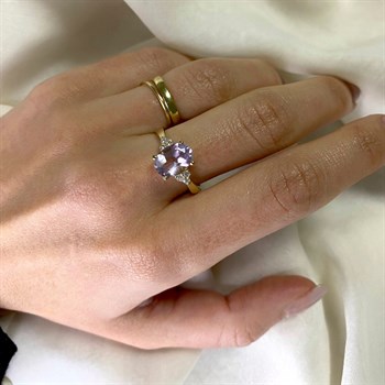 Pırlantalı Ametist Altın Yüzük – Jessica