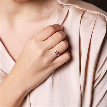 Pırlantalı ve Sky Blue Topaz Altın Yüzük – Kelly