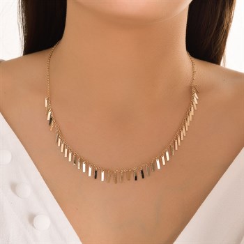 Şerit Plaka Altın Kolye – Strip