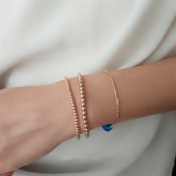 Sıra Toplu Altın Bileklik – 4 mm – Mina