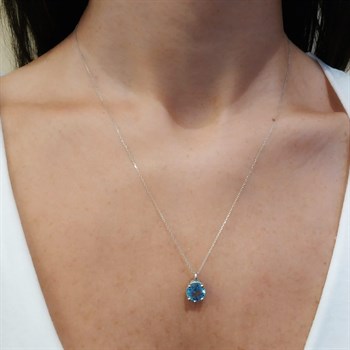 Swiss Topaz Taşlı Altın Kolye – 8 mm