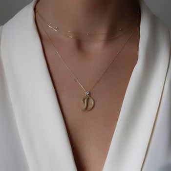 Tek Taş Harf Altın Kolye – Persona D Harfi