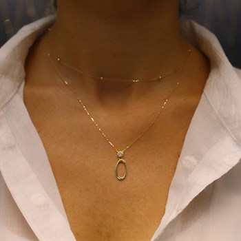 Tek Taş Harf Altın Kolye – Persona O Harfi