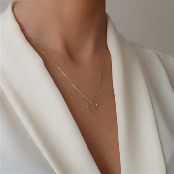 Tel Kalp Mini Safir Taşlı Kolye