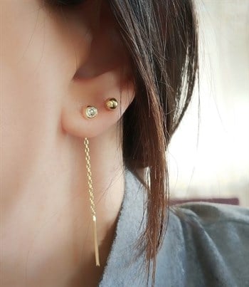 Top Altın Pila Küpe – M