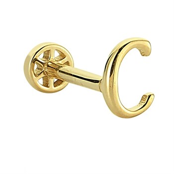 Tragus Altın Piercing – C Harfi