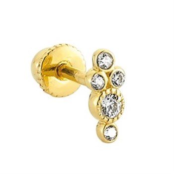 Tragus Helix Altın Piercing – Beş Taşlı Otantik