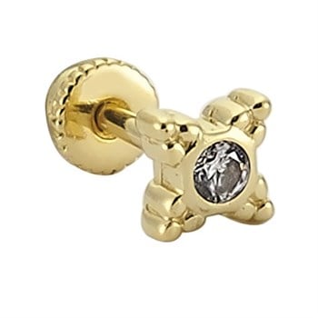 Tragus Helix Altın Piercing – Taşlı Yıldız