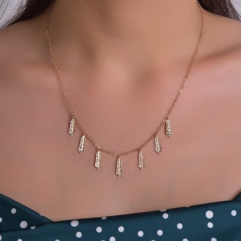 Tüy Detaylı Altın Kolye – Penna