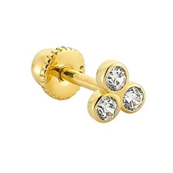 Üç Taşlı Altın Piercing – Üçgen