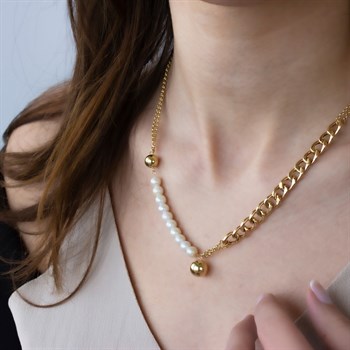 Vega Naturel İnci Altın Kolye