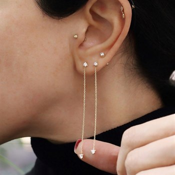 Zincir Sallantılı Altın Küpe – Petite