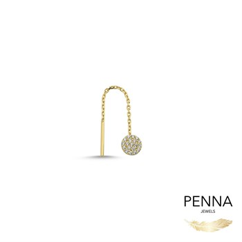 Zincir Sallantılı Plaka Taşlı Küpe – Teeny