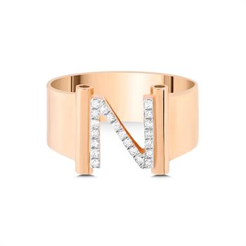 0.09 Karat Pırlanta Harf Yüzük - N Harfli