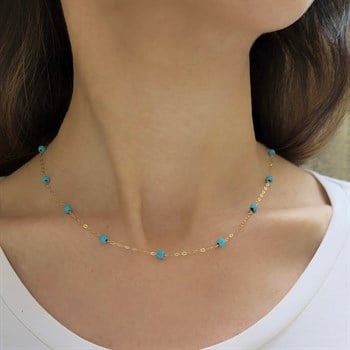 Firuze Taşlı Altın Kolye – Mare