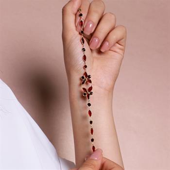 Garnet Taşlı Altın Bileklik