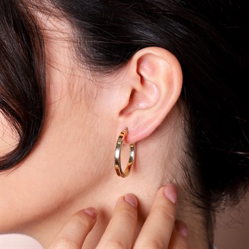 Halka Altın Küpe – 2.70 cm – Köşeli