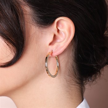 Halka Altın Küpe – 3.50 cm – Köşeli