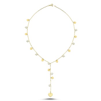 İnci ve Kalp Sallantılı Altın Zincir Kolye – Juliette
