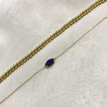 Markiz Kesim Ametist Altın Bileklik