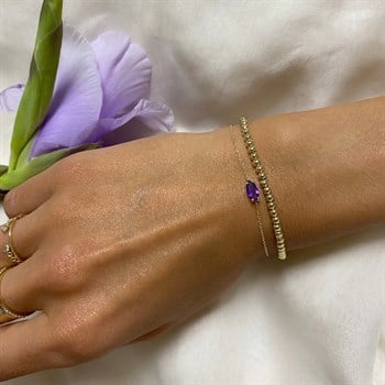 Markiz Kesim Ametist Altın Bileklik