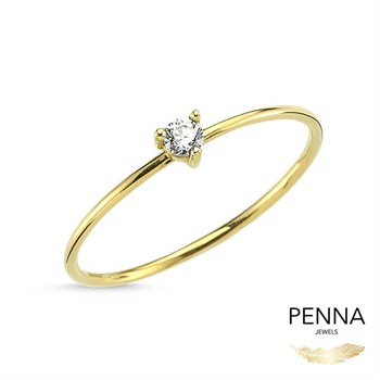 Mini Tek Taş Altın Yüzük – Petite Zirkonia