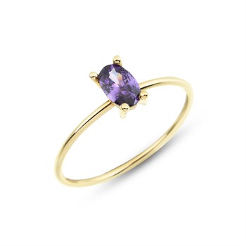 Oval Kesim Altın Yüzük – Ametist