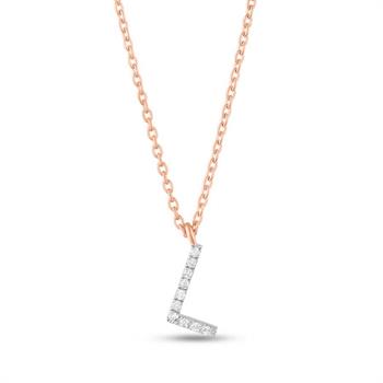 Pırlantalı Harf Altın Kolye -L