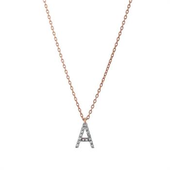 Pırlantalı Harf Altın Kolye -A