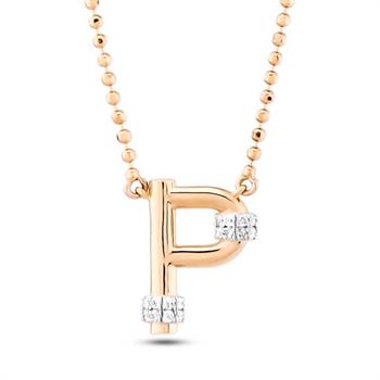 Pırlantalı Toplu Harf Altın Kolye-P